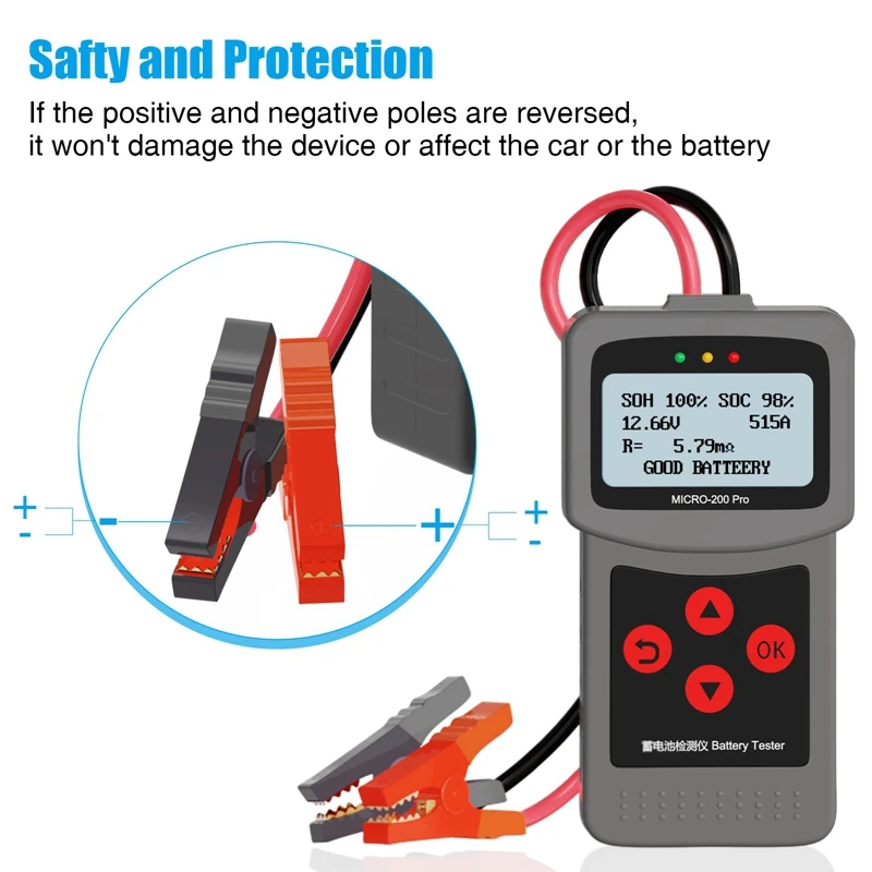 12V MICRO-200 PRO Car Battery Tester Digital AGM EFB Gel Automotive 40-2000 CCA Battery Load Charging System Diagnostic Analyzer