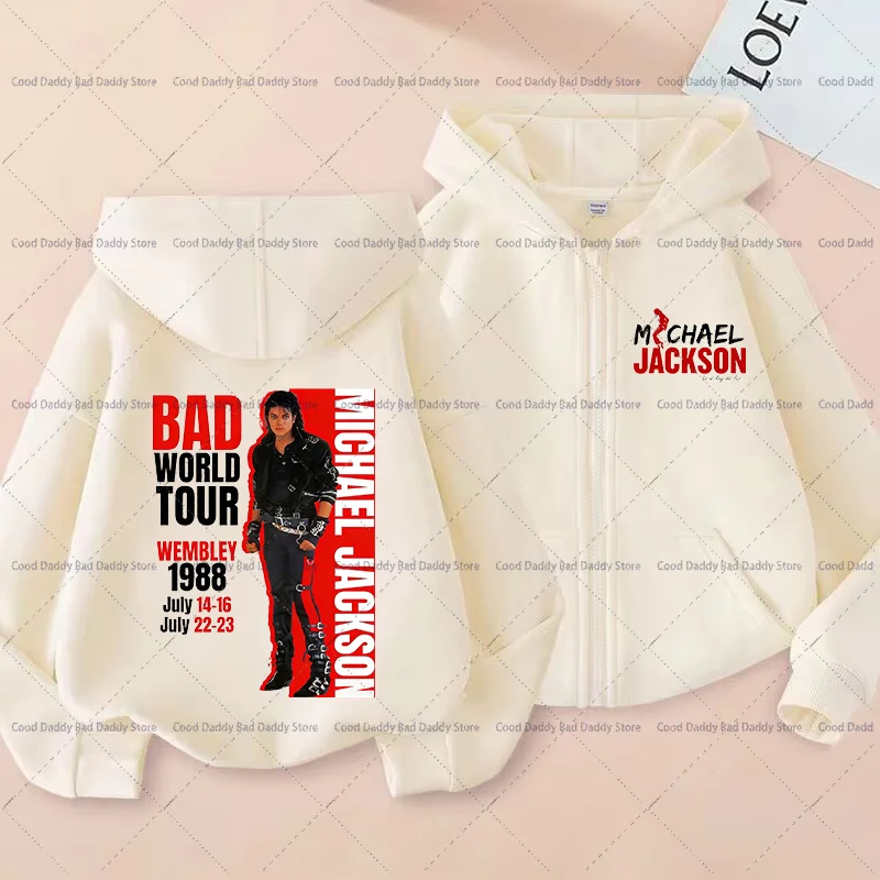 Kinder Freizeitjacke Herbstkleidung King of Pop MJ Mode Hoodie Jacke für Jungen Mädchen Kinder Michael Jackson Reißverschluss Kapuzenpullover – Detail 1