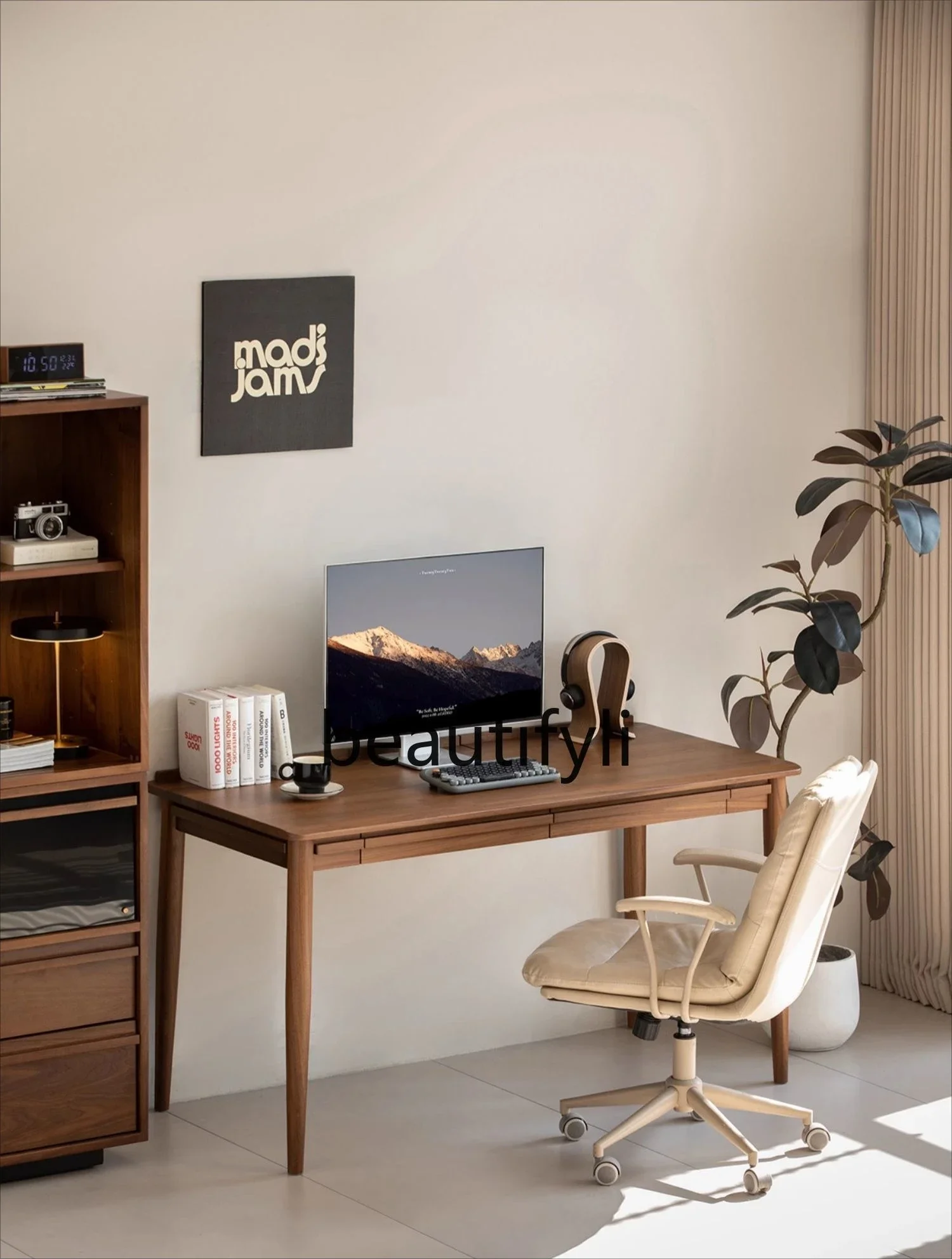 

Solid wood desk North American black walnut home bedroom work study writing office computer desk07