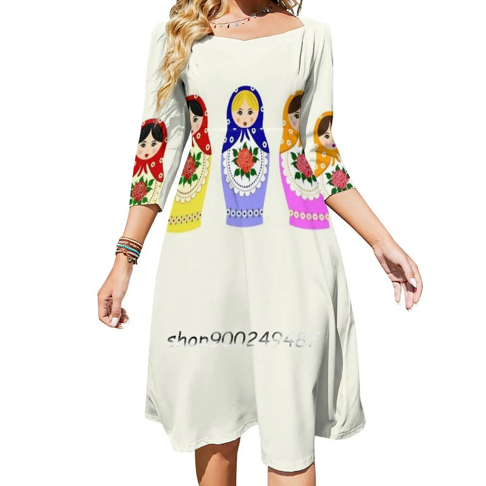 Muñecas rusas Matryoshka anidadas, vestidos de fiesta de noche, vestido Midi Sexy femenino, dulce vestido de una pieza, muñeca coreana Babushka