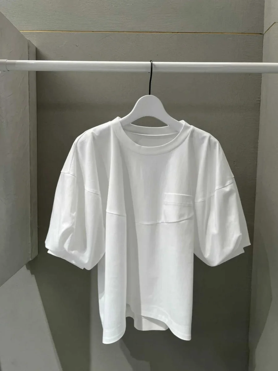 تي شيرت FOG SACAI ياباني Sle مستدير Ne Color كاجوال فقاعة Sve ort Sve تي شيرت نسائي لربيع وصيف