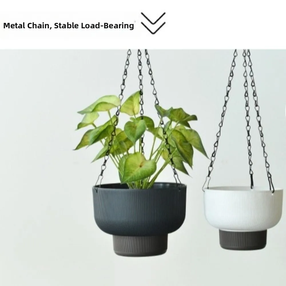 Thickened Self Watering Hanging Planters Drainage Large Capacity Hanging Flower Pots Chain Hooks Detachable Base