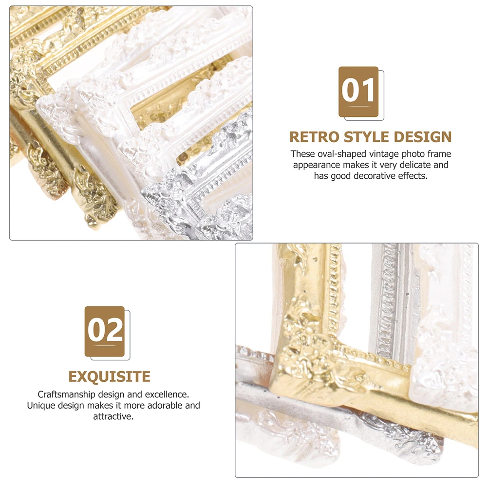 

6 Pcs Small Ornate Frames Retro Photo Decoration Vintage Picture Display Stand Father Miniature