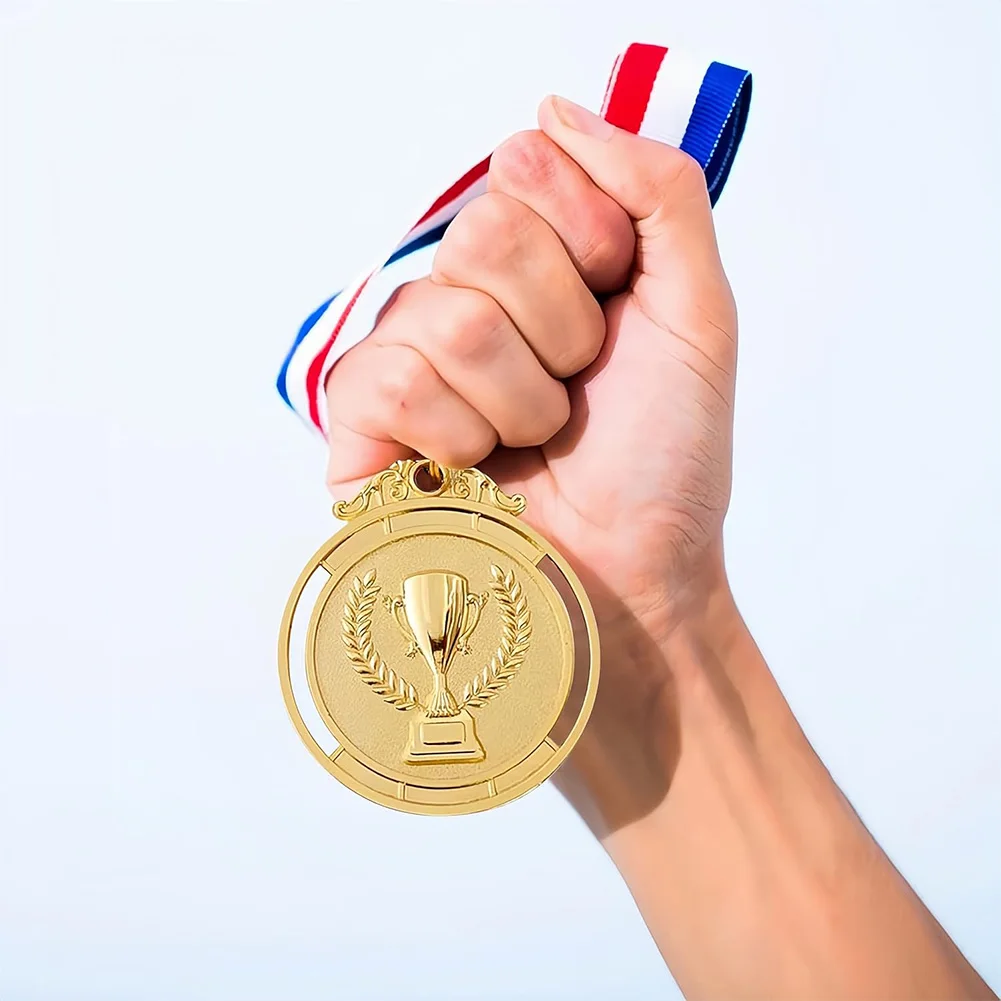 30 medallas de bronce dorado, plateado, medallas ganadoras redondas de aleación de Zinc de 2 pulgadas con cinta para el cuello para niños y adultos, competiciones, eventos deportivos