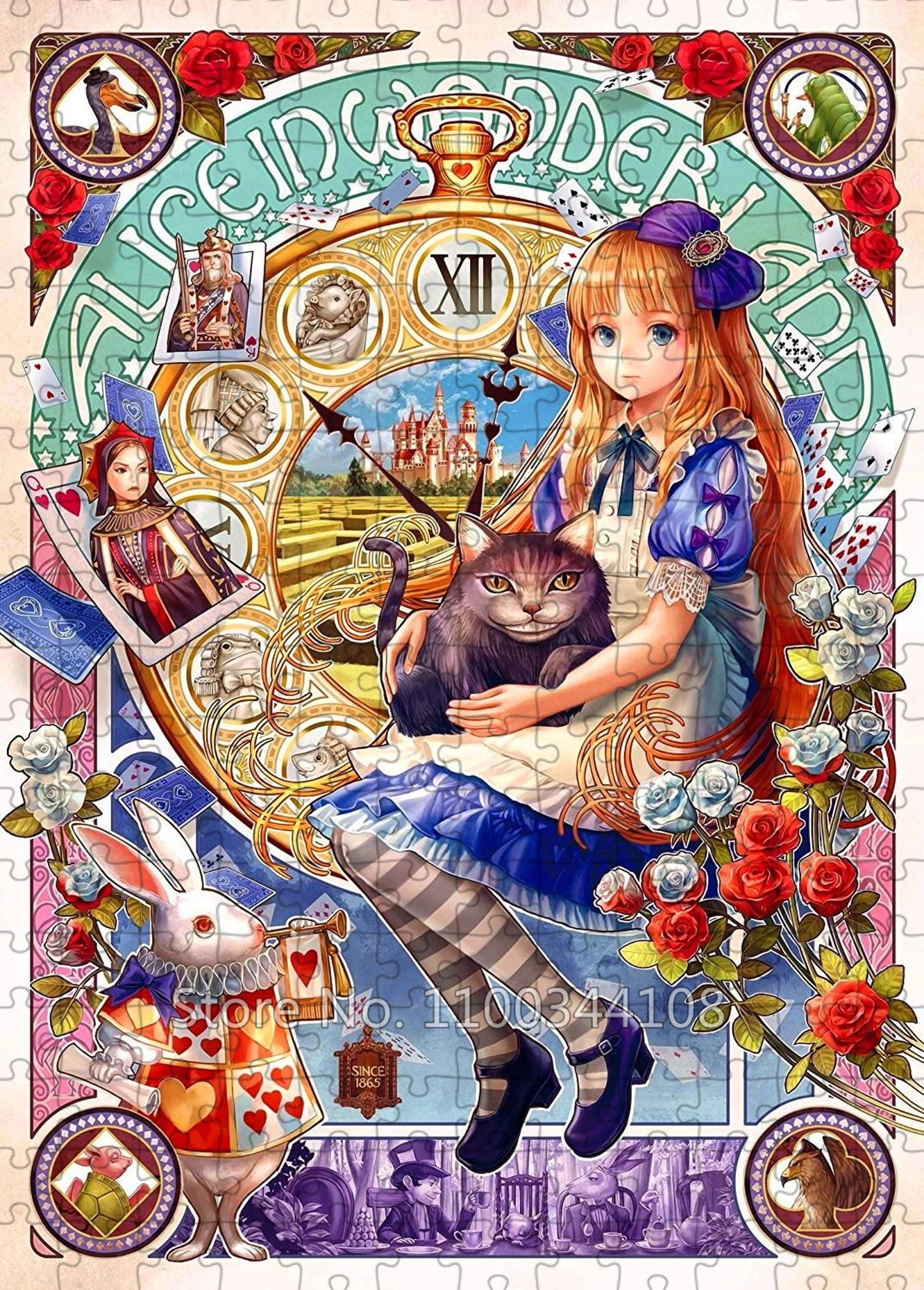 Alice In Wonderland Jigsaw Puzzle Disney 35/300/500/1000 Pieces Puzzles for Children's Educational Toys Adults Handmade Gifts