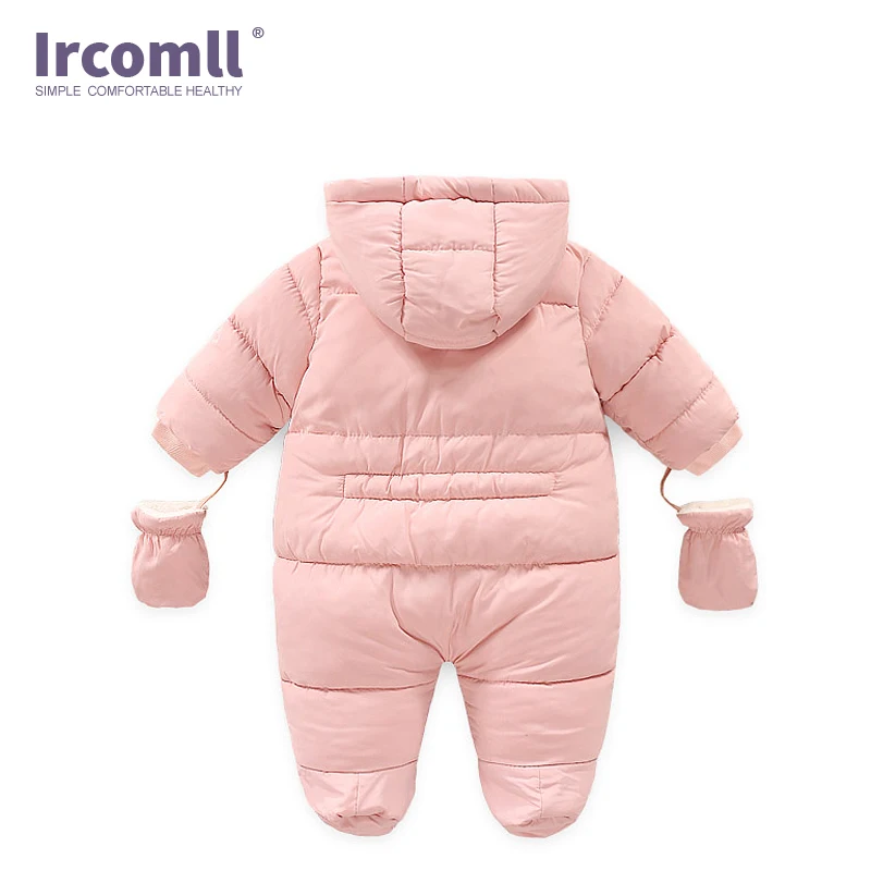 Ircomll Warm Infant Baby Jumpsuit Cotton Down Rompers Hooded Inside Fleece Boy Girl Winter Autumn Overalls Children Outerwear