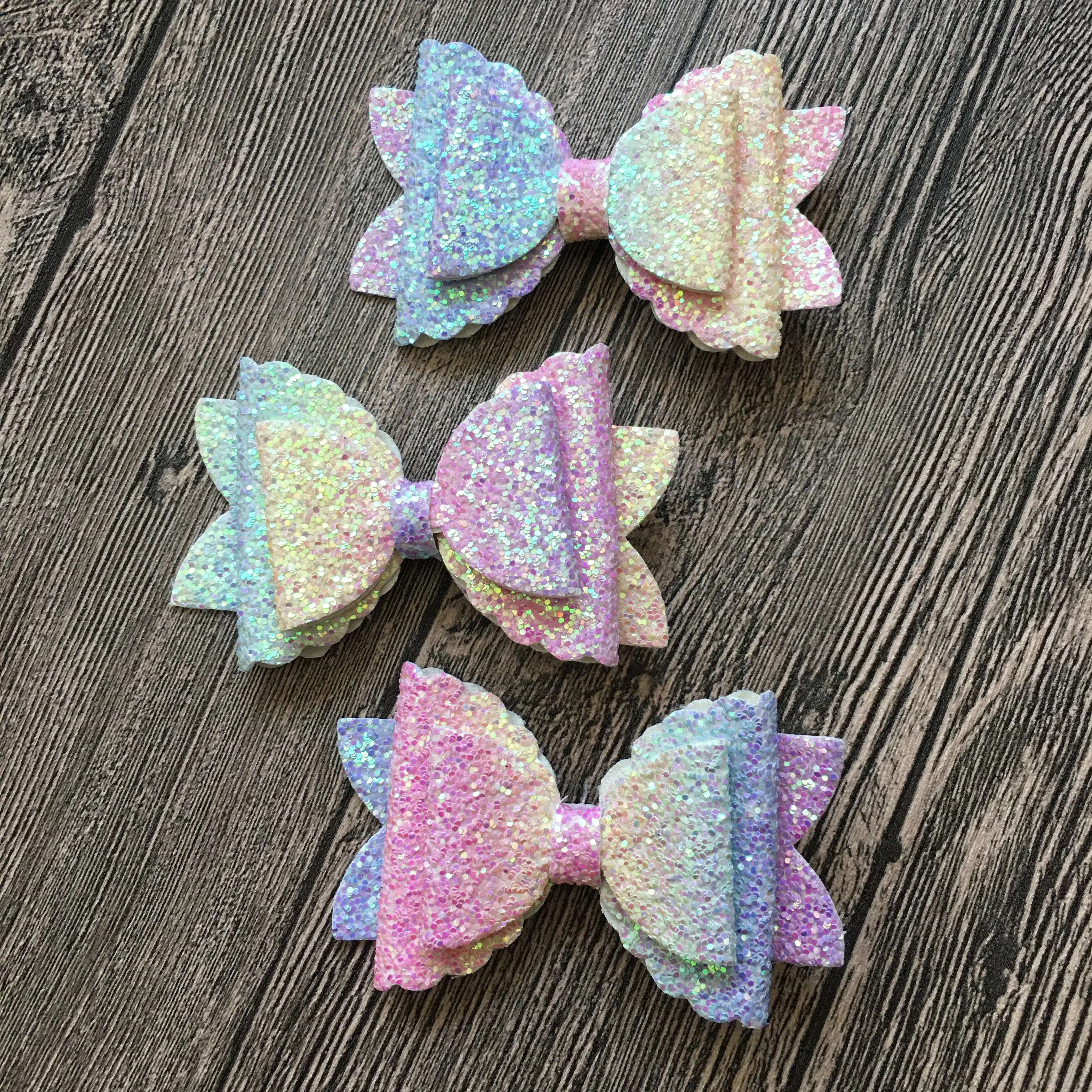 

36Pcs/Lot Girls Leather Rainbow Hair Bows With Clips Hairgrip Baby Children School Kids Fashion Party Hair Accessories