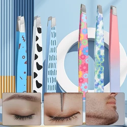 1PC Eyebrow Tweezer Cartoon Pattern Hair Beauty Fine Hairs Puller Stainless Steel Slanted Eye Brow Clips Removal Makeup Tools