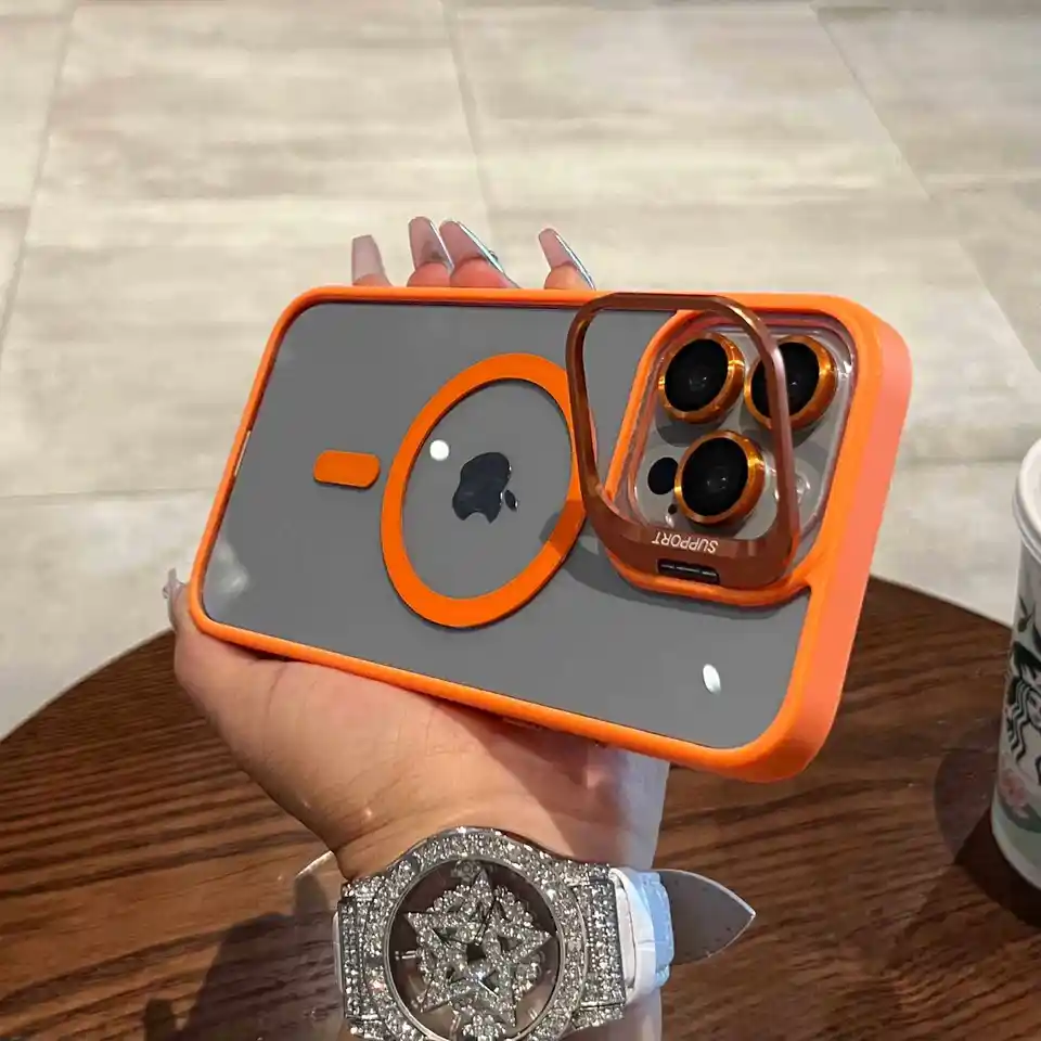 Magnetic Stand Case with Glass Lens Protection for iPhone 11 Through 17 Pro Max