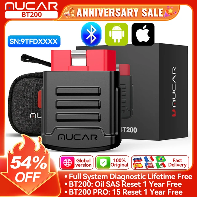 MUCAR BT200 BT200 PRO Narzędzie skanujące do samochodów Narzędzie diagnostyczne OBD2 Skaner pełnego systemu do wszystkich samochodów 15 Reset Code Reader