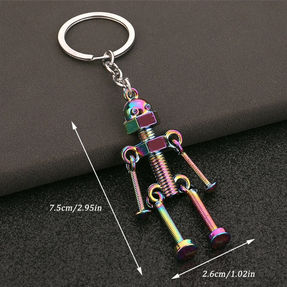 Creative Screw Robot Keychains Vintage Movable Metal Robot Key Rings for Women Men Car Backpack Phone Pendant Accessories Gifts