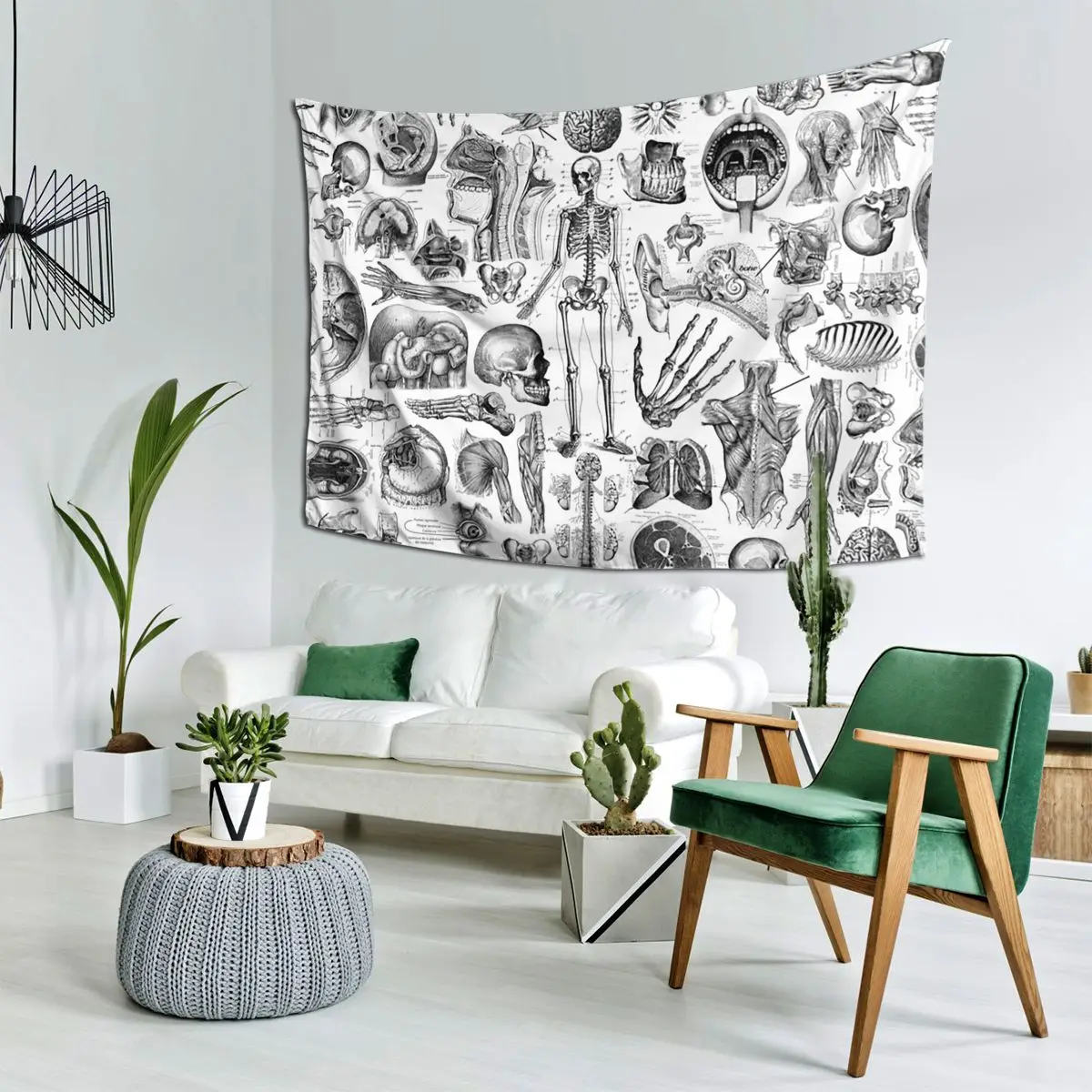 

Анатомия человека, белый гобелен с принтом, настенный эстетический гобелен для украшения дома для комнаты в общежитии