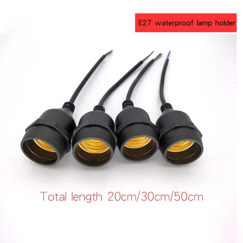 IP67 Waterproof E27 Lamp Base Holders with 10-200cm Line Light Interface Outdoor Conector LED Spiral Copper PVC Flame Retardant