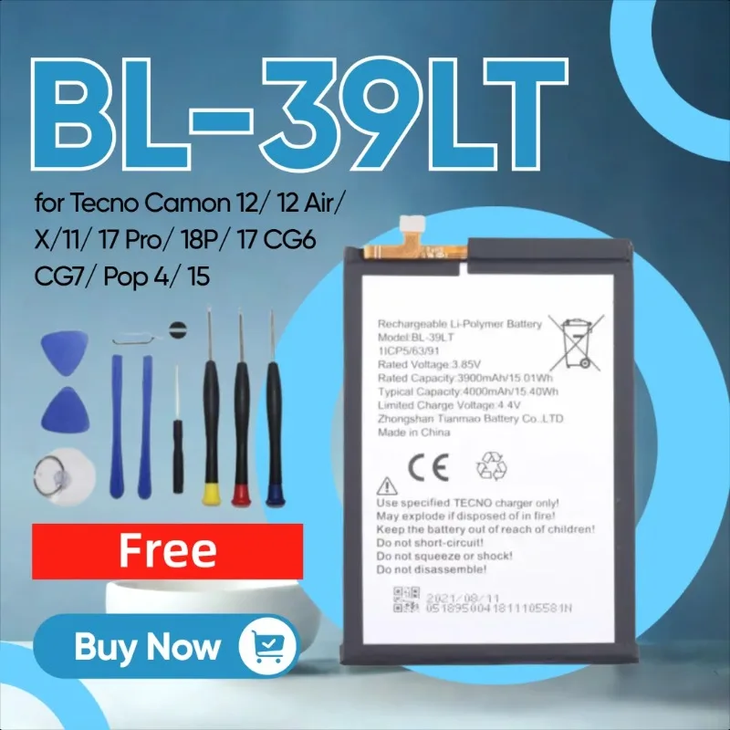 

Литий-полимерная аккумуляторная батарея 3,85 В для Tecno Camon 12/12 Air/X/11/17 Pro/18P/17 CG6 CG7/Pop 4/15