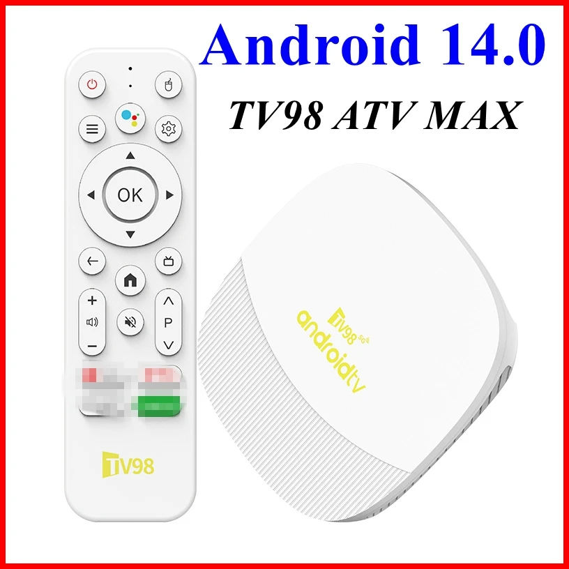 Android 14 TV Box TV98 ATV MAX Allwinner H313 2GB 8GB Wifi6 BT 4K Full HD AV1 Smart Media Player with Google Voice Set Top Box