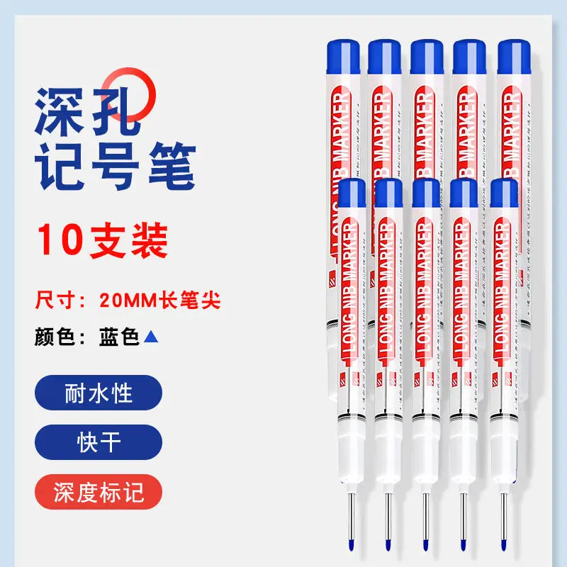 6pcs/set Long Nib Head Markers Bathroom Woodworking Decoration Painting Deep Hole Marker Pens Red/Black/Blue/Green/White Ink