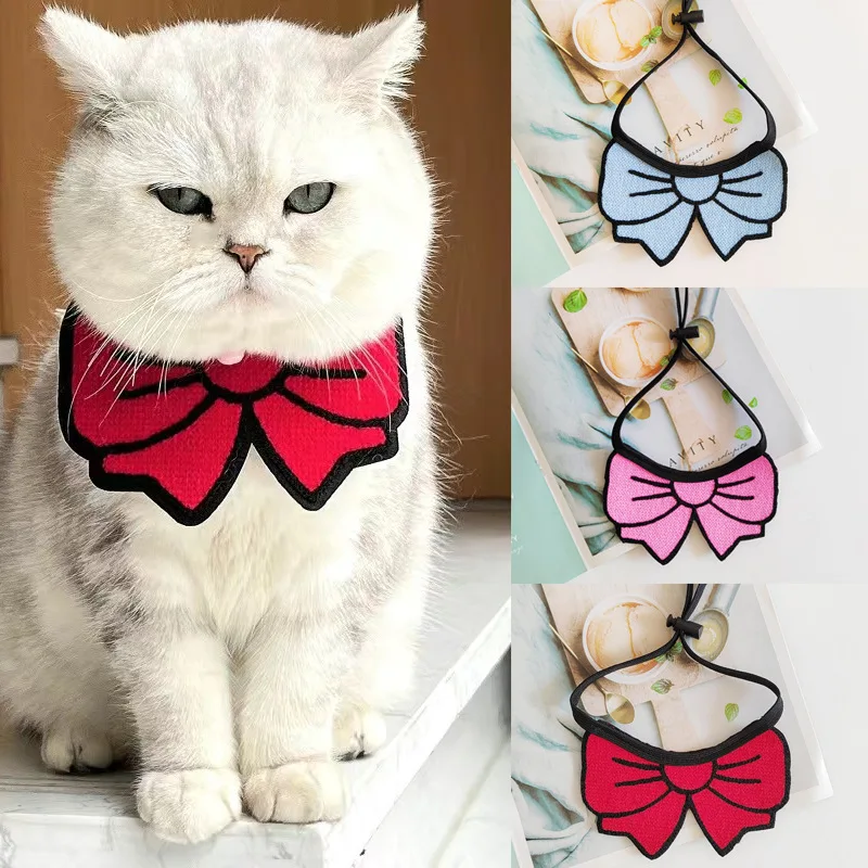 Comfortable Cat Collar Exquisite Butterfly Shape Pet Scarf Bright Color Kitten Collar Bowknot Dog Drool Towel for Cats