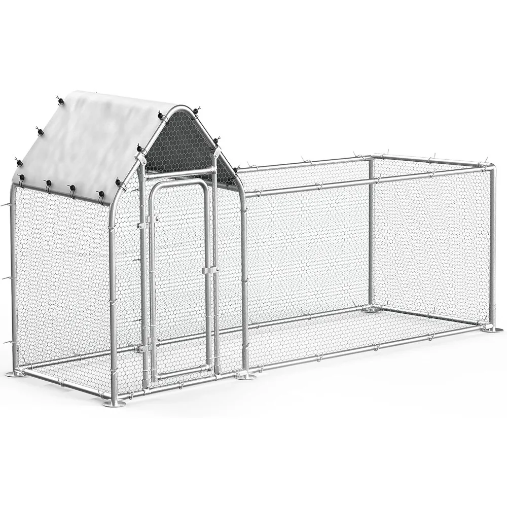 Large metal chicken coop with a waterproof and UV-resistant walk-in chicken coop, can be used for 6-10 chicken coop