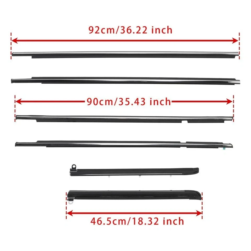 For Toyota Land Cruiser Prado 120 / Lexus GX470 2003-2009 Window Weatherstrips Chrome Black Side Door Moulding Trim Seal Belt