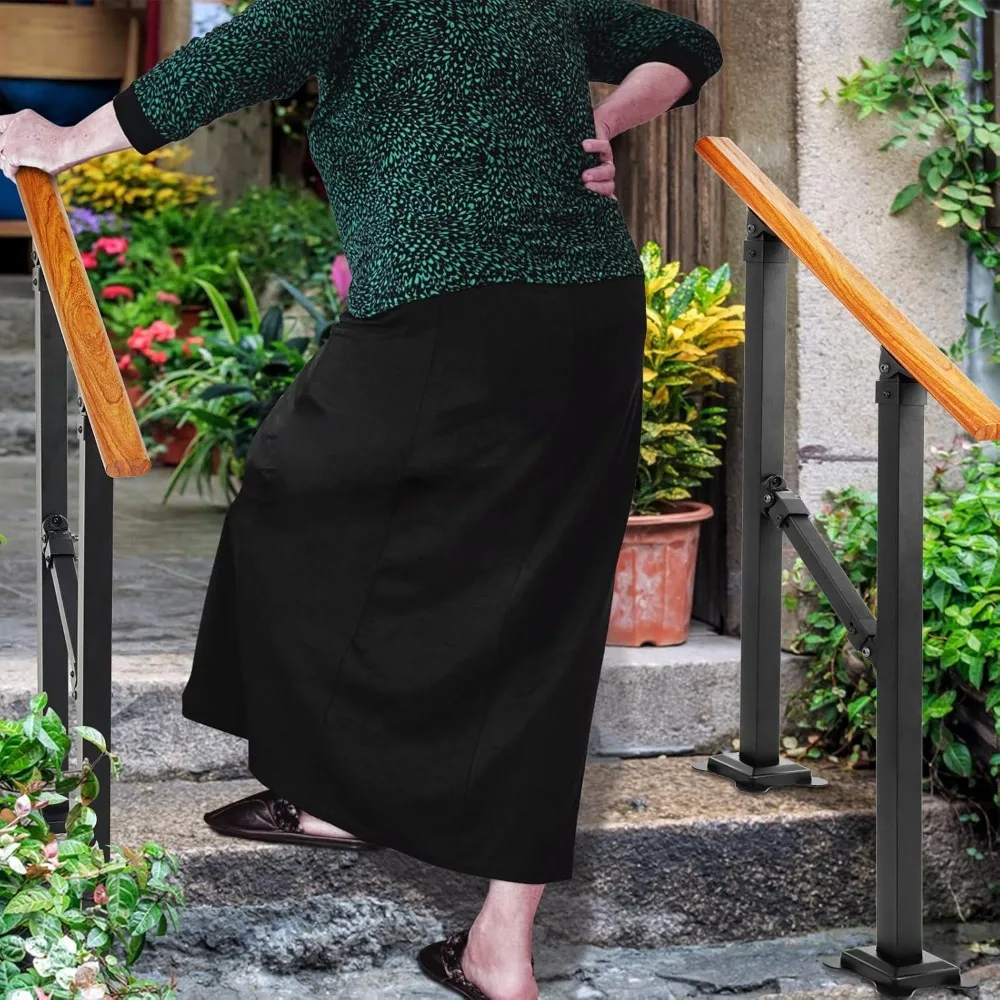 طقم درابزين الدرج الخارجي، درابزين يدوي من الخشب الحديدي الداخلي، يناسب خطوات 1-2 #2