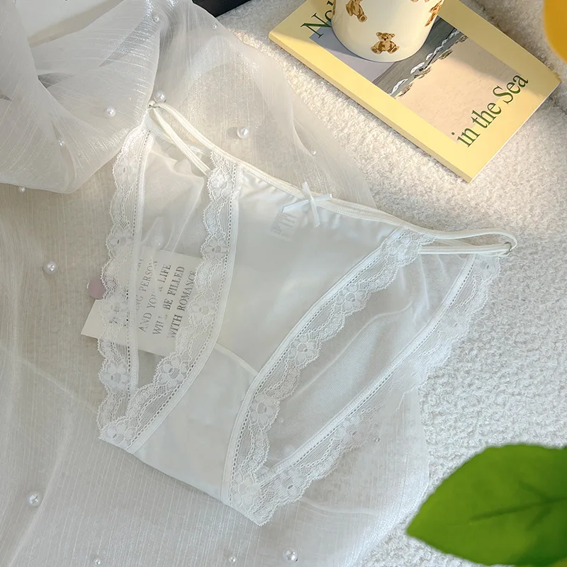 \Women Sexy Lace Mesh Transparent Satin Thin Adjustable Belts Underwear Cute Seamless Breathable Quick Drying Panties Breifs