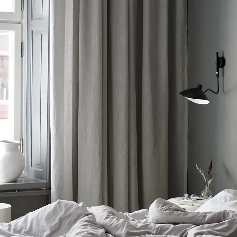 High Quality 100% Linen Window Curtains Modern Style Light-Transmitting Blackout Shades for Home Hotel or Hospital Decoration
