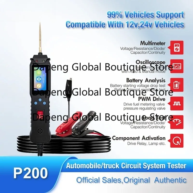 P200 Automotive Circuit Tester 12V/24V Power Probe Kit Electrical System Diagnostic Tool AC/DC Voltage & Continuity Meter