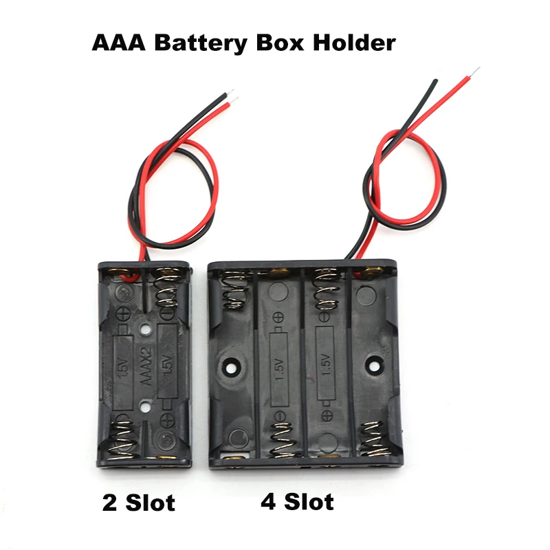 2/4 1.5V Slot AAA Battery Case Battery Box AAA Battery Holder With Leads wire With 2 4 Slots AAA 3A 6v A7