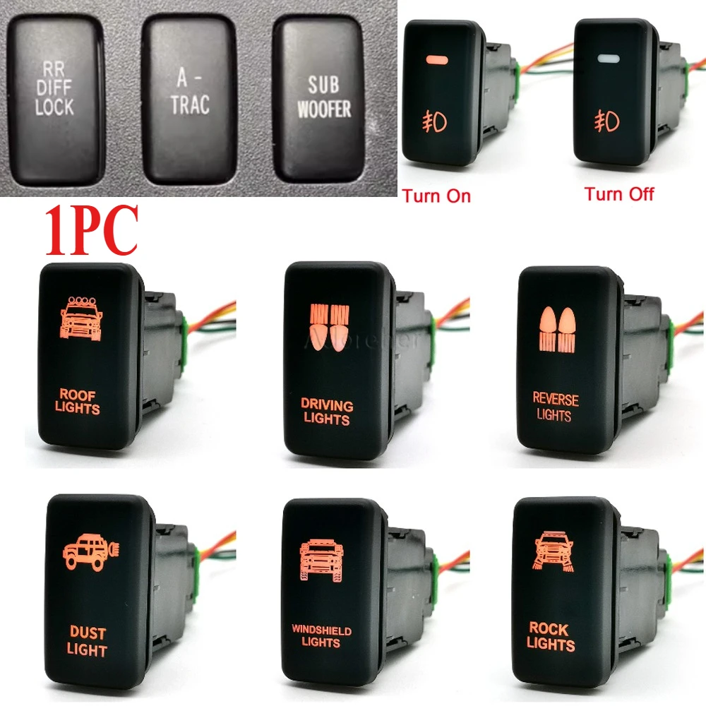 1PC DC12V Fit For Toyota Land Cruiser Prado 120 FJ CRUISE Car LED DRL Power ON OFF Fog Light Radar Switch Button with Wire