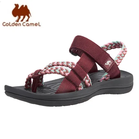 Camel dourado-sandálias confortáveis para caminhadas para mulheres, sandália esportiva esportiva com suporte de arco, caminhada casual, ao ar livre