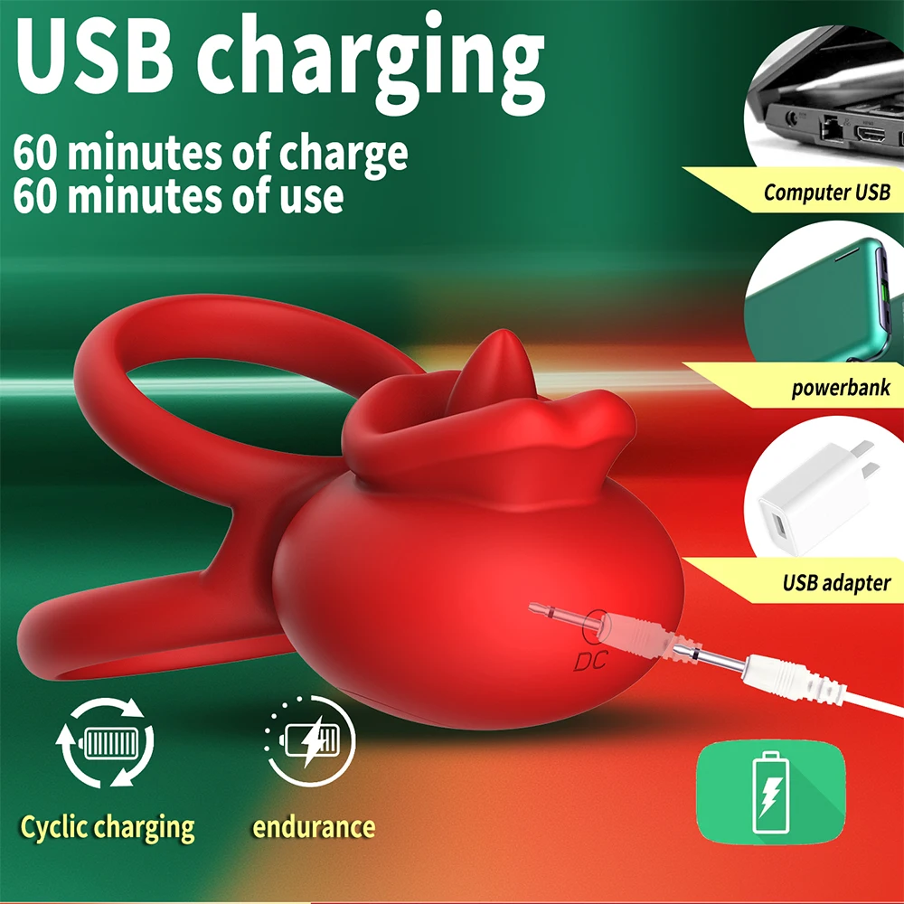 تهتز خاتم الديك App حلقة القضيب هزاز البظر محفز مع لعق الفم لعبة الجنس الكبار للرجال النساء الأزواج متعة