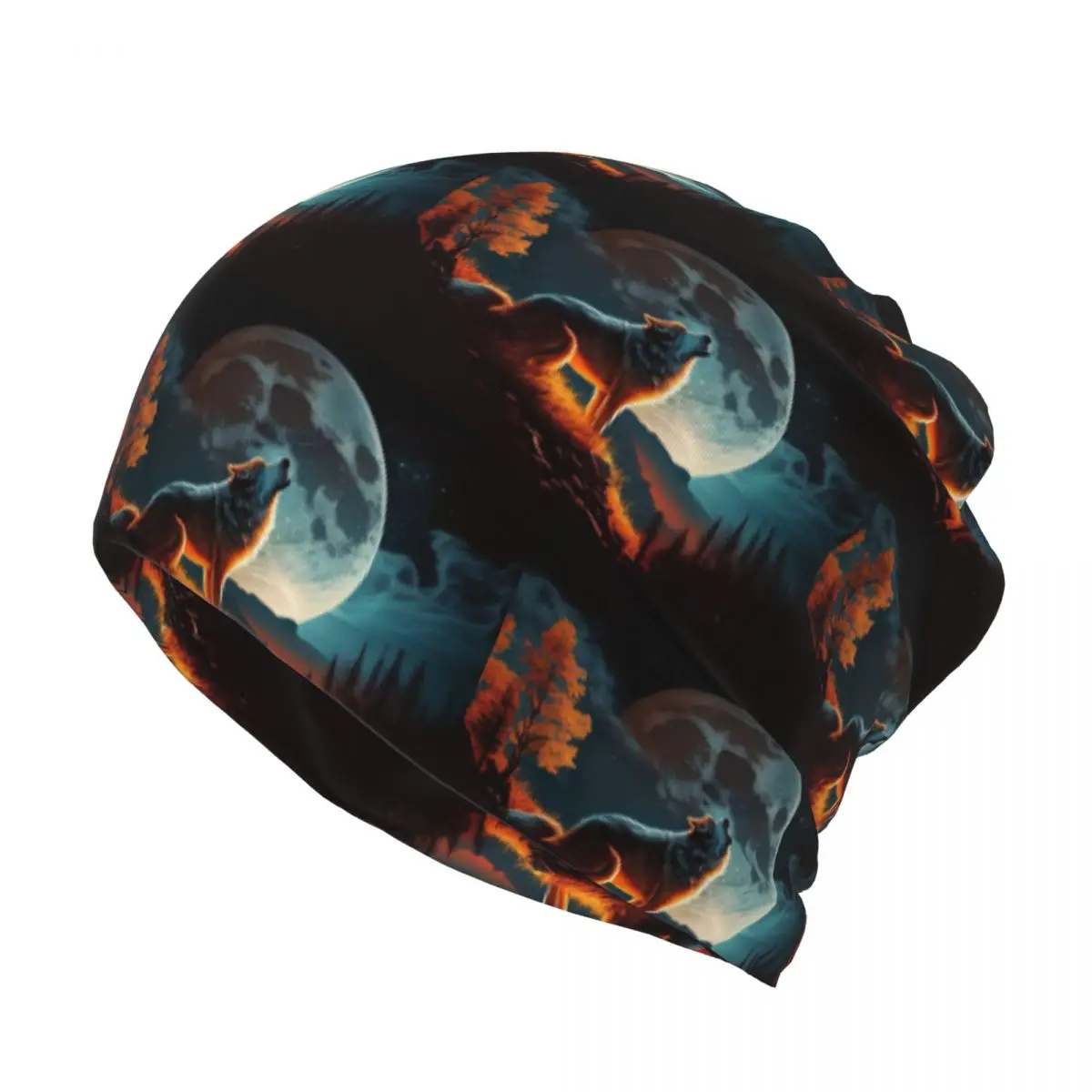 Howling Wolf Under The Moonlight Print Bandana Neck Cover Magic Scarf Multi-use Headband Beanies Hat Unisex Adult Breathable