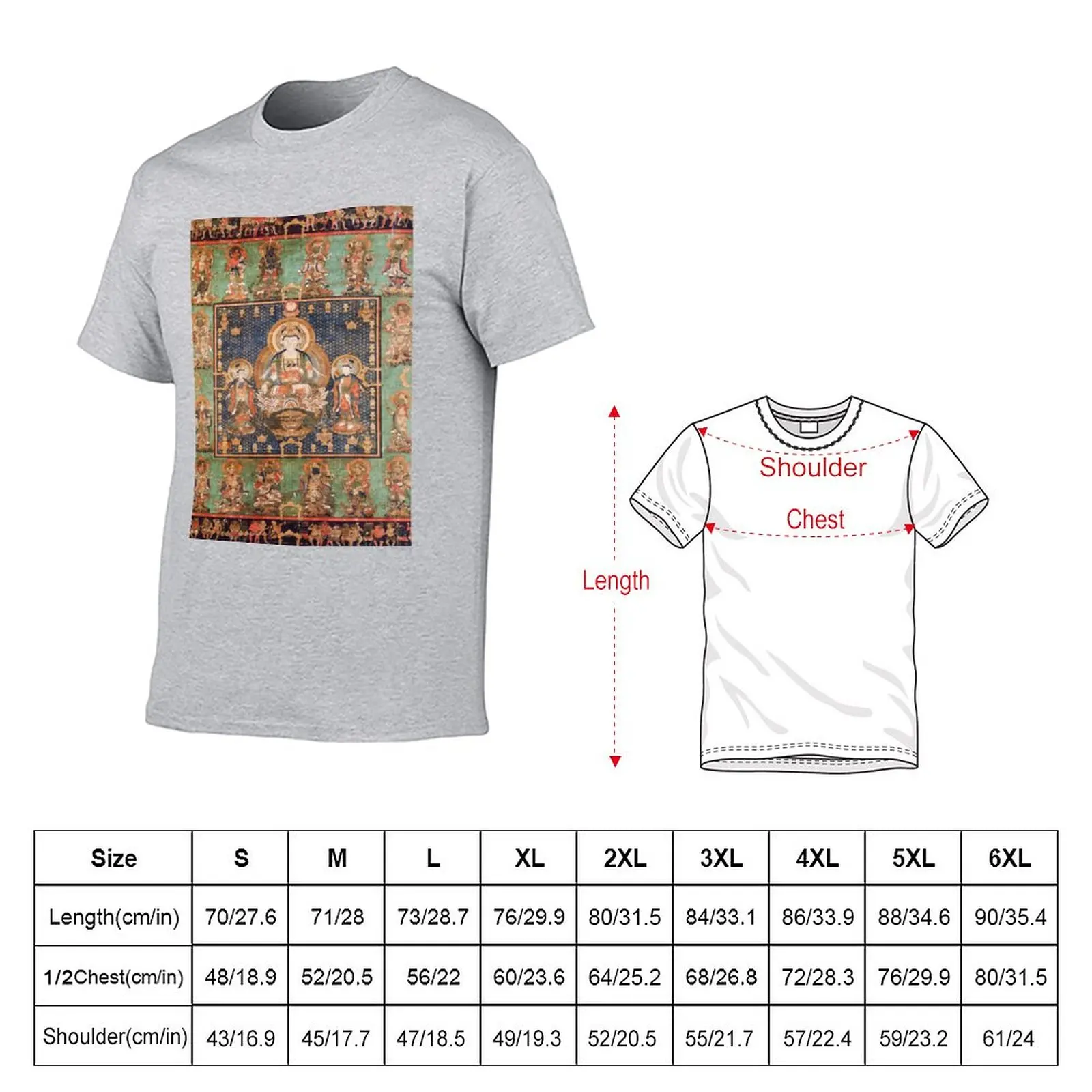 Mandala of the Bodhisattva Hannya (Prajnaparamita) T-Shirt anime clothes oversizeds plain white t shirts men