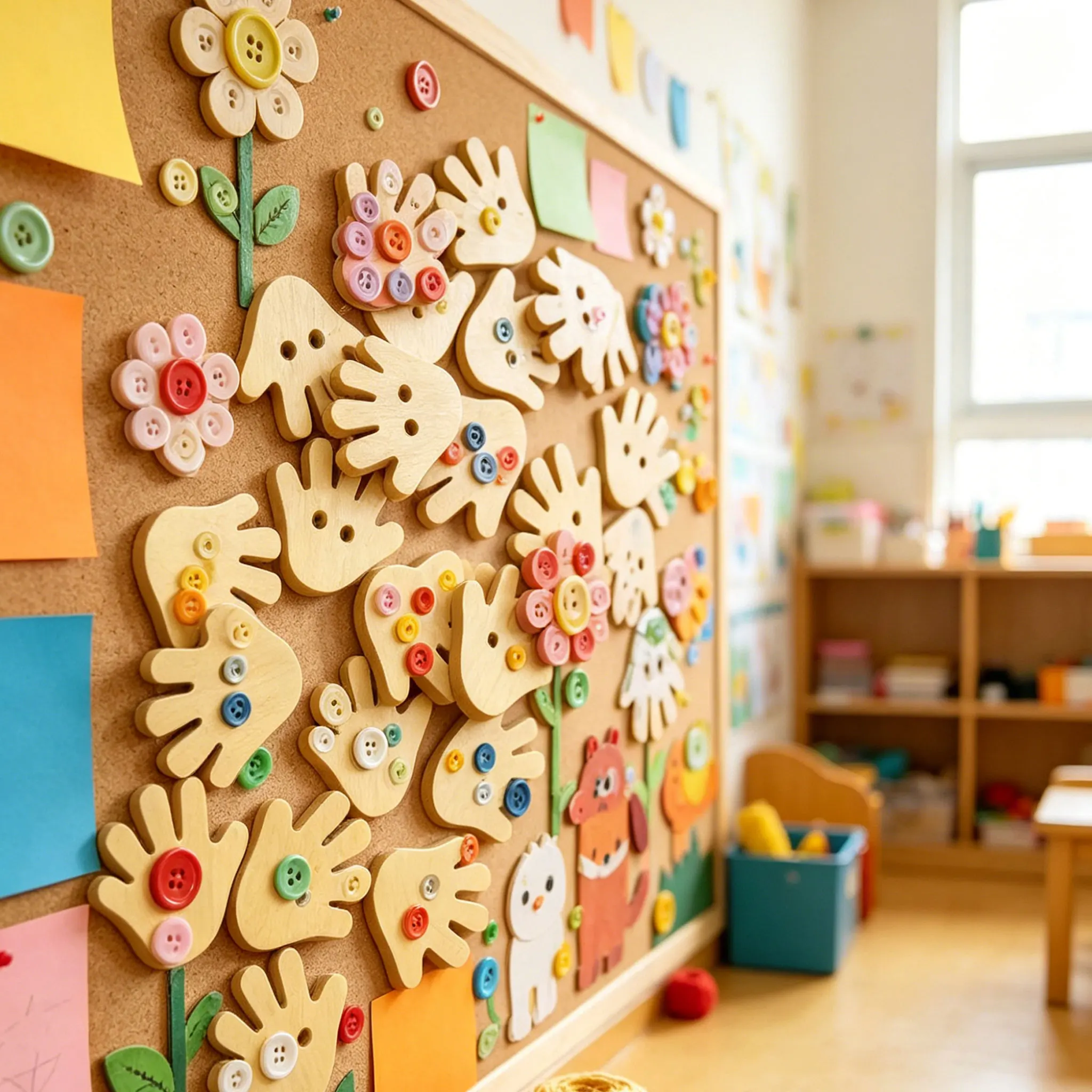 50PCS Mixed Natural Woode Button Sewing Bulk Cartoon Fasteners Children for Decoration or Craft Accessorie Buttons Clothing Set