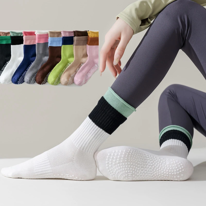 

Silicone Non-slip Yoga Socks Women Color Matching Gym Fitness Indoor Workout Floor Dance Sports Socks Professional Pilates Socks