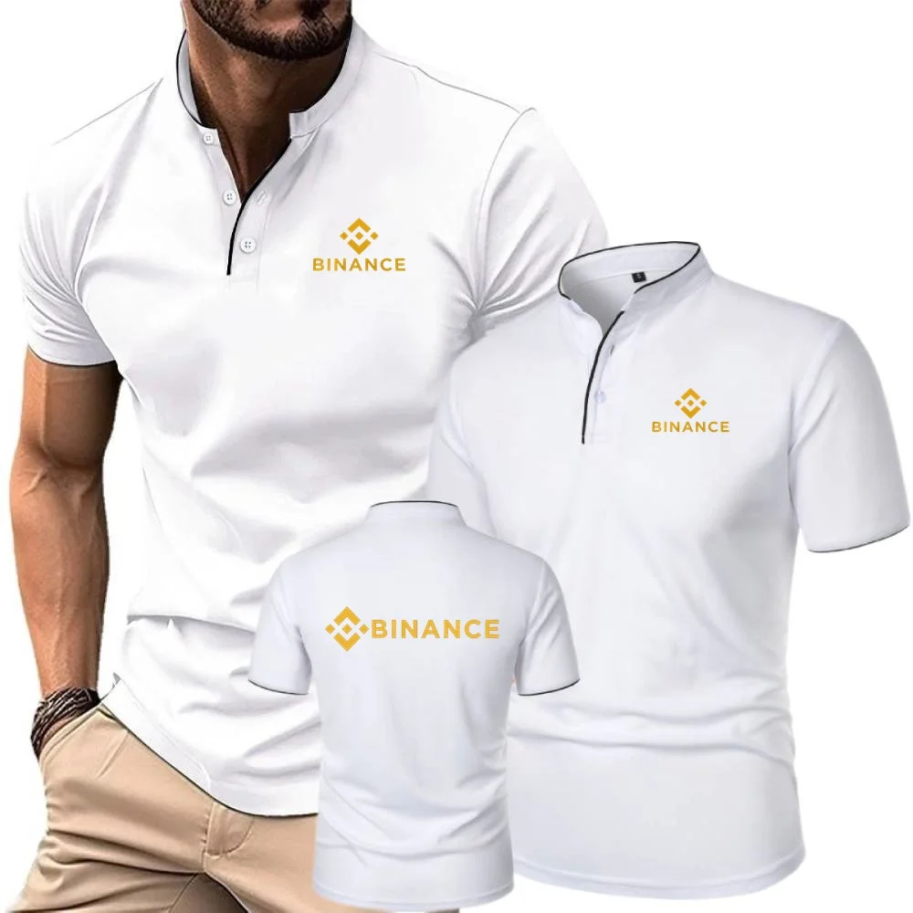 قمصان بولو Binance Crypto Office قميص رجالي بلايز تي شيرت ريترو هينلي قميص الشباب الوقوف تي شيرت بياقة خفيفة الوزن ملابس الشارع الرائعة #6