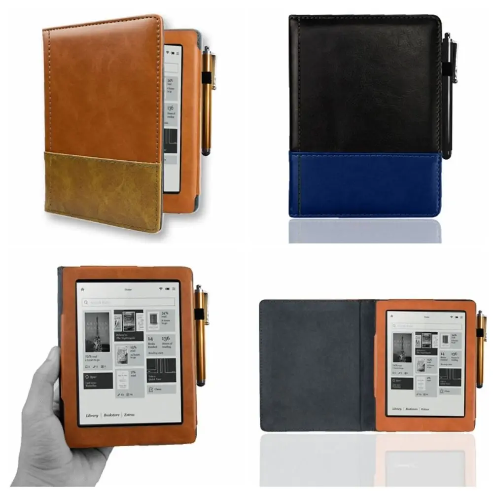 

Wear-resistant 6 Inch E-Reader Case Shockproof Leather Folio Shell Microfiber Lining with Pen Slot for Kobo Aura 6(Model: N514)