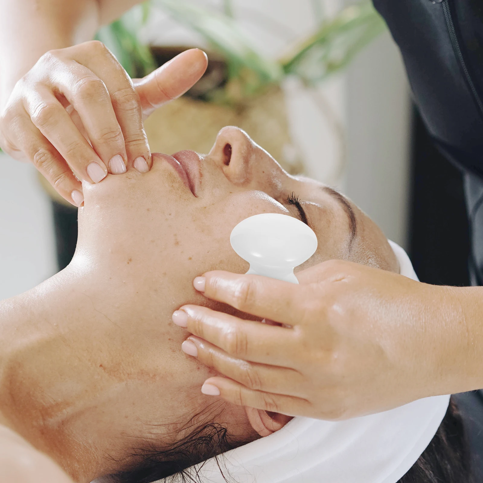 

Jade Massage Stone Mushroom Head Handheld Massager Scraping Device Pain Relief Tool For Neck Back Shoulder Arm Leg Skin