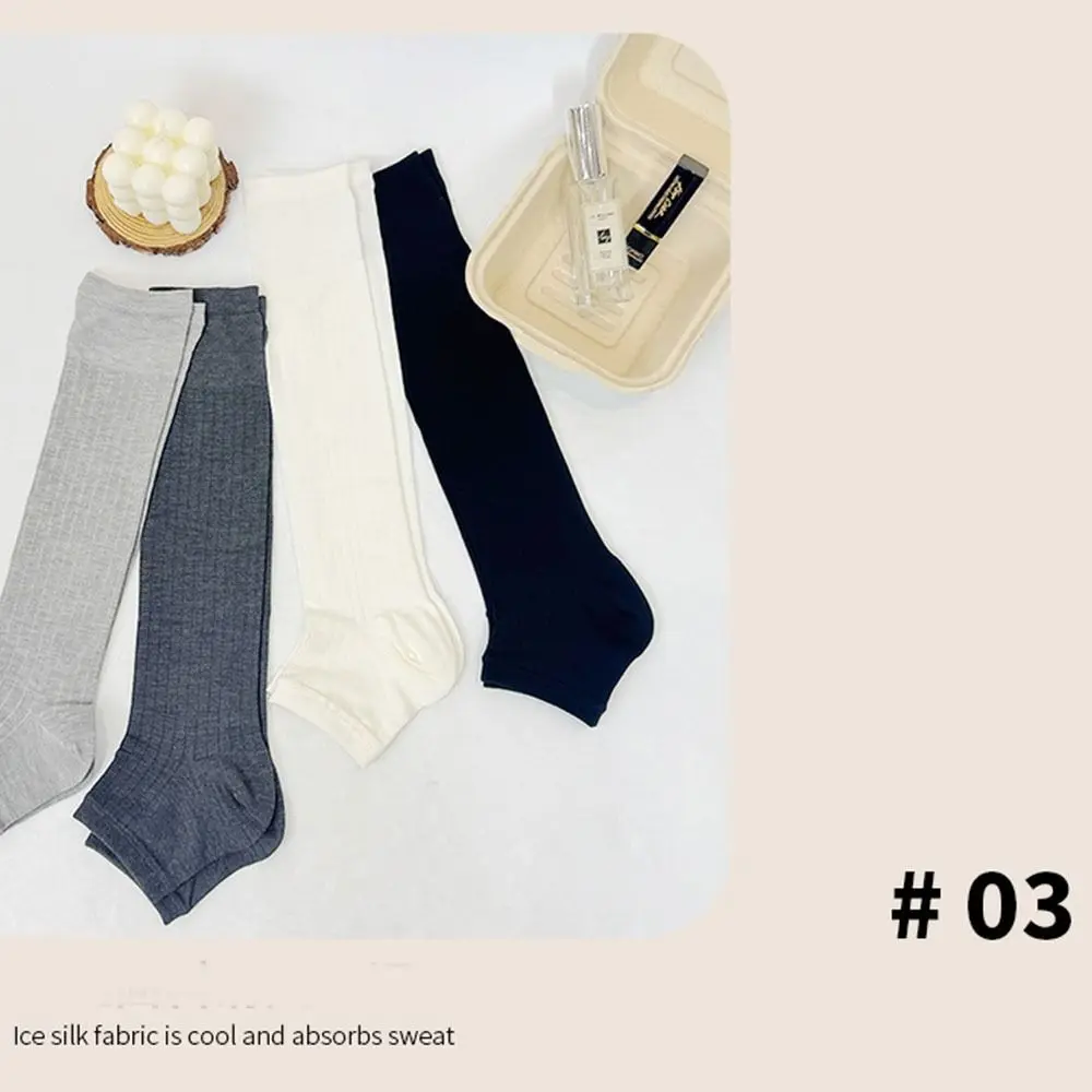 Moda lolita jk bezerro meias ultra-finas respirável joelho alta meia cor sólida estilo japonês meias longas de seda gelo primavera