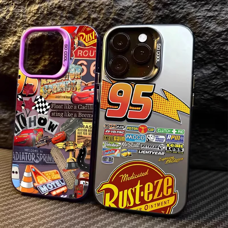 Lightning McQueen 95 Cars Plating Case for iPhone 17 13 14 16 15 12 11 Pro Max XS X XR 8 7 Plus  Shockproof Matte Hard Cover - náhled 2
