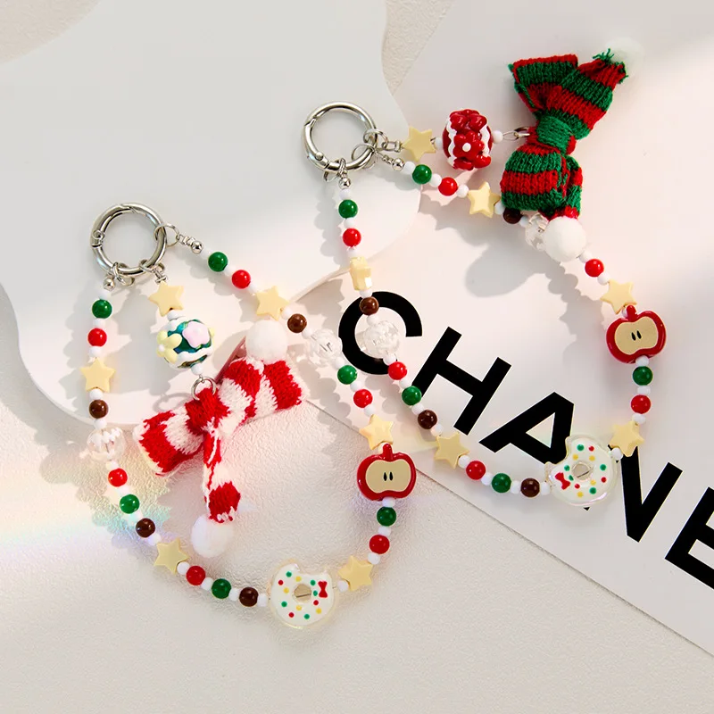 

Новинка 2025 года, рождественская цепочка для мобильного телефона, акриловая светлая роскошная цветная сумка, подвеска, брелок, подвеска, сумка-цепочка из бисера