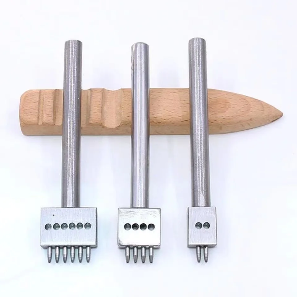 4mm5mm6mm Spacing Leather Punch Tool 2/4/6 Prong Hole Puncher Stitching Leathercraft Chisel For Leather Working Handmake Tools