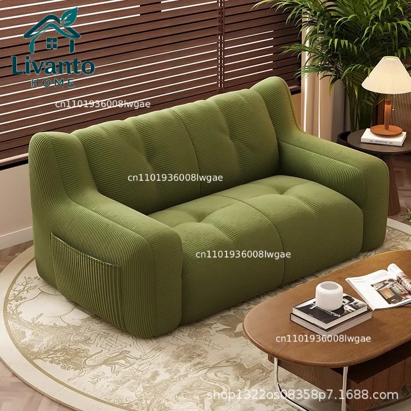 

Fabric Sofa New Living Room Double Sofa Small Apartment Ground Floor Bedroom Cream Wind Lazy Sofa
