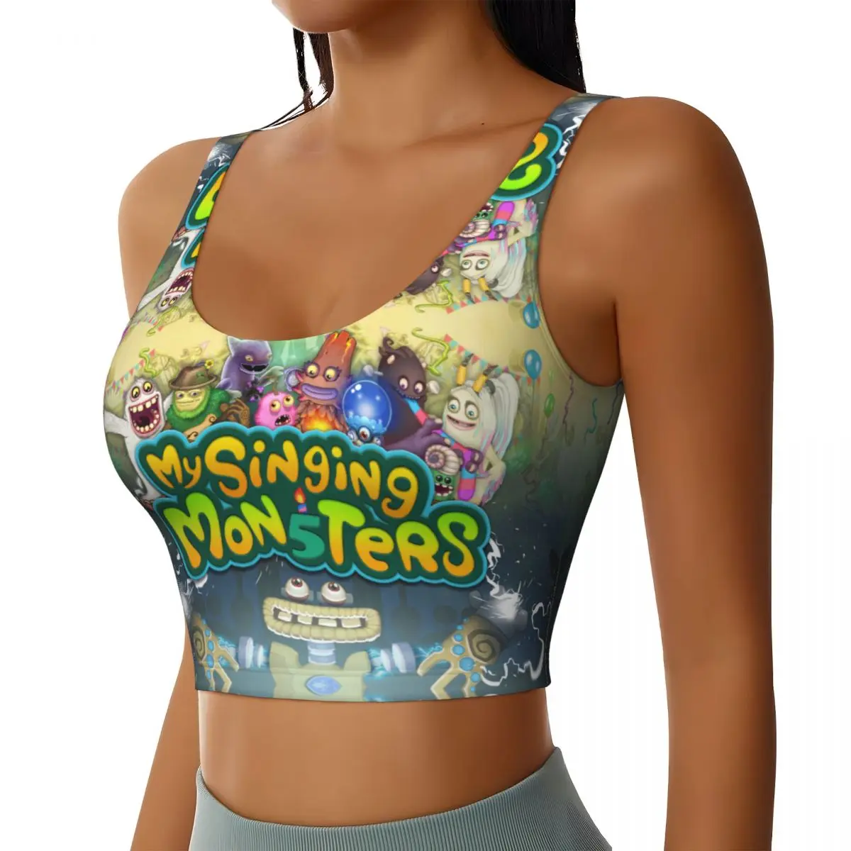 Custom High Impact My Singing Monsters reggiseno sportivo allenamento in palestra da donna Yoga Crop Top