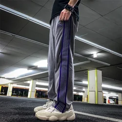 24ss Brand AWGE Sweatpants Autumn Winter Clothing Butterfly Embroidery Stripes Mens Womens Fashion Warm Sweatpants