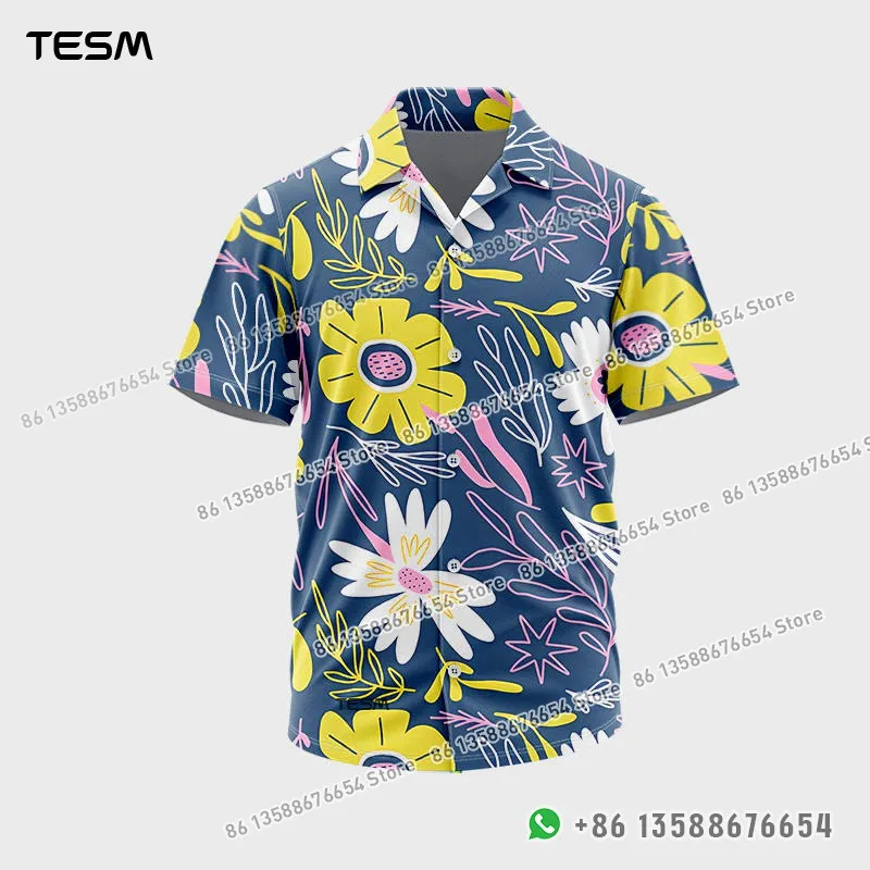 

TESM Beach Летние рубашки для родителей и детей Летняя одинаковая одежда с короткими рукавами Красочные цветочные рубашки с 3D принтом для папы и сына Рубашки для мамы и дочки