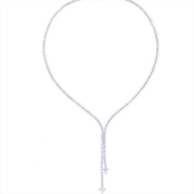 Stonefans Simple Fine Chain Rhinestone Necklace Long Triangle Tassel Single Layer Fashion Choker Designer Jewelry Accessories