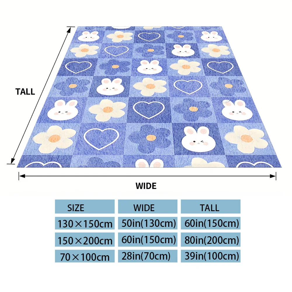 Bunny Flower Checker Flannel Blankets Are Perfect For Sofas, Office Beds, Travel, Sleep, And Use Throughout The Four Seasons