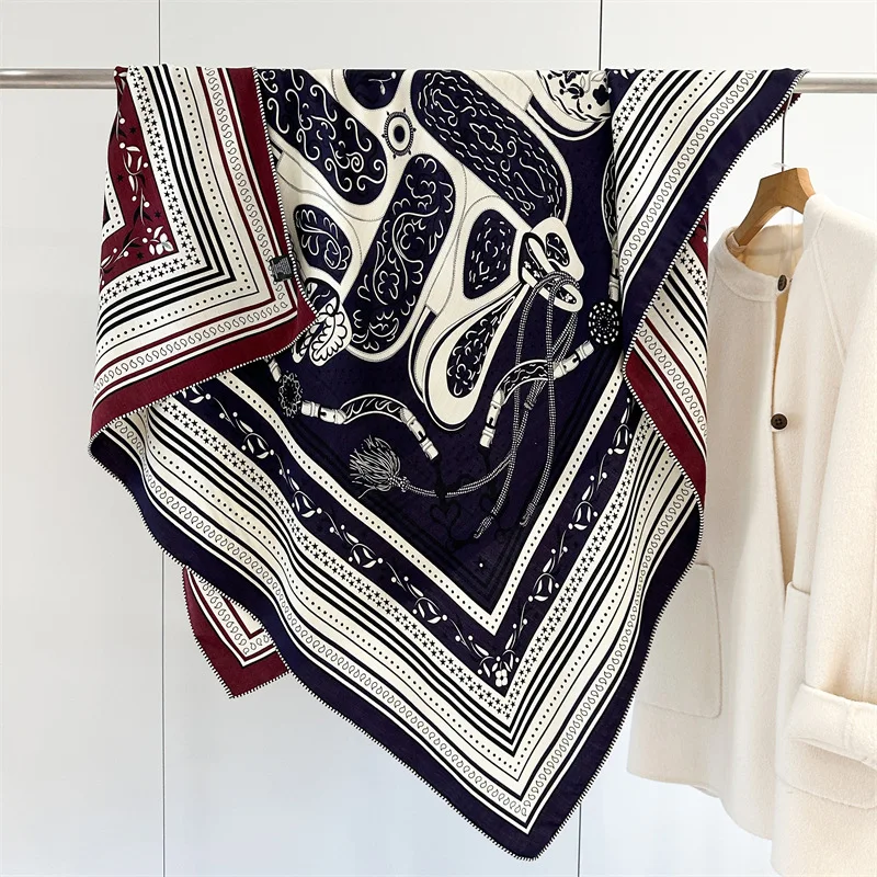 

Winter Large Scarf 135CM Luxury Designer Shawls Double Faced Hijab Women Head Clothing Accessories Winter Christmas Gift