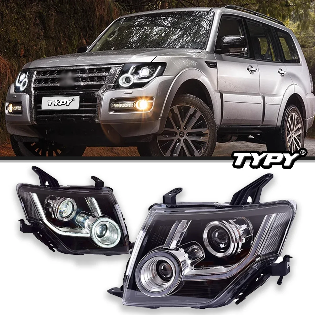 

TYPY Car Lights For Pajero V97 2007-2021 Headlight LED Projetor head Lamp Daytime Running Light Automotive Accessories
